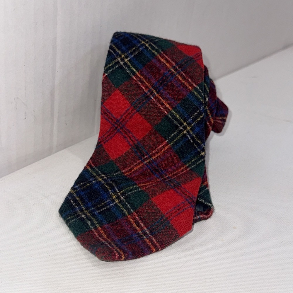 Vintage Pendleton Wool Tie 60s Christmas Red Green Tartan Plaid Slim Necktie